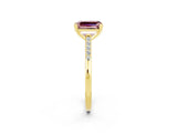Yellow gold Emerald Cut Cut Channel Set Solitaire Engagement Ring with Four-Prong Setting_2