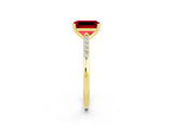Yellow gold Emerald Cut Cut Channel Set Solitaire Engagement Ring with Four-Prong Setting_2