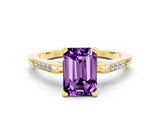 Yellow gold Emerald Cut Cut Channel Set Solitaire Engagement Ring with Four-Prong Setting