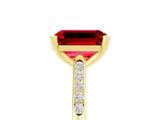 Yellow gold Emerald Cut Cut Channel Set Solitaire Engagement Ring with Four-Prong Setting_5