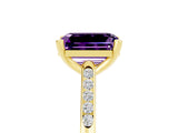 Yellow gold Emerald Cut Cut Channel Set Solitaire Engagement Ring with Four-Prong Setting_5