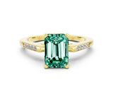 Yellow gold Emerald Cut Cut Channel Set Solitaire Engagement Ring with Four-Prong Setting