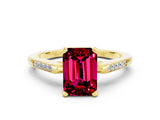 Yellow gold Emerald Cut Cut Channel Set Solitaire Engagement Ring with Four-Prong Setting