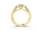 Yellow gold Emerald Cut Cut Diamond Channel Set Solitaire Ring with Four-Prong Setting_6