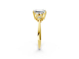 Yellow gold Emerald Cut Cut Diamond Cluster Ring with Solitaire Band and Four-Prong Setting_17