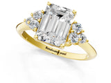 Yellow gold Emerald Cut Cut Diamond Cluster Ring with Solitaire Band and Four-Prong Setting_4