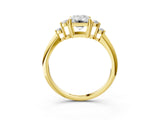 Yellow gold Emerald Cut Cut Diamond Cluster Ring with Solitaire Band and Four-Prong Setting_6