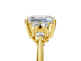 Yellow gold Emerald Cut Cut Diamond Cluster Ring with Solitaire Band and Four-Prong Setting_8