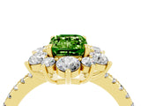 Yellow gold Emerald Cut Cut Diamond Floral Halo Pave Band with Prong Setting_4