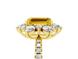Yellow gold Emerald Cut Cut Diamond Floral Halo Pave Band with Prong Setting_5