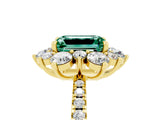 Yellow gold Emerald Cut Cut Diamond Floral Halo Pave Band with Prong Setting_5