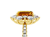 Yellow gold Emerald Cut Cut Diamond Floral Halo Pave Band with Prong Setting_5