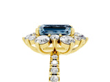 Yellow gold Emerald Cut Cut Diamond Floral Halo Pave Band with Prong Setting_5