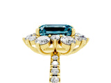 Yellow gold Emerald Cut Cut Diamond Floral Halo Pave Band with Prong Setting_5