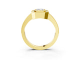 Yellow gold Emerald Cut-Cut Diamond Halo Engagement Ring with Pave Band and Prong Setting_12