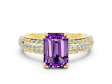 Yellow gold Emerald Cut Cut Diamond Milgrain Marquise Band with Prong Setting
