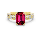 Yellow gold Emerald Cut Cut Diamond Milgrain Marquise Band with Prong Setting