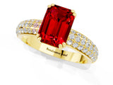 Yellow gold Emerald Cut Cut Diamond Milgrain Marquise Band with Prong Setting_1