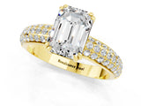 Yellow gold Emerald Cut Cut Diamond Milgrain Marquise Band with Prong Setting_1