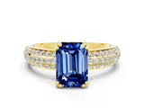 Yellow gold Emerald Cut Cut Diamond Milgrain Marquise Band with Prong Setting