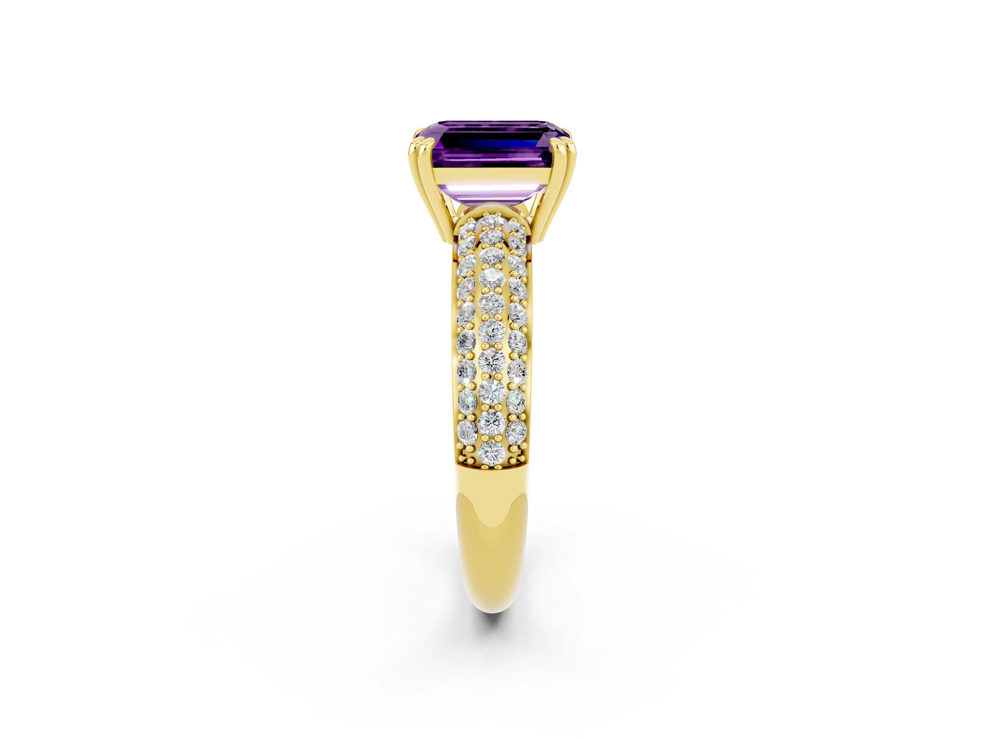 Yellow gold Emerald Cut Cut Diamond Milgrain Marquise Band with Prong Setting_2