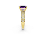 Yellow gold Emerald Cut Cut Diamond Milgrain Marquise Band with Prong Setting_2