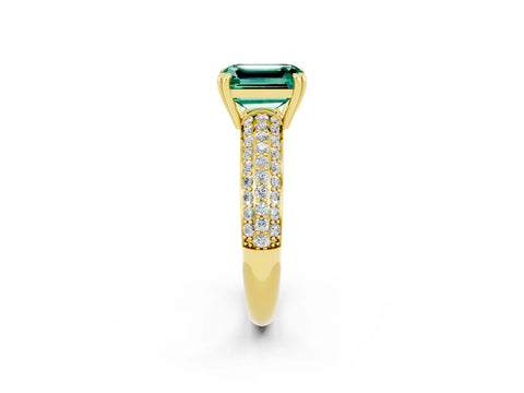 Yellow gold Emerald Cut Cut Diamond Milgrain Marquise Band with Prong Setting_2