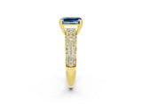 Yellow gold Emerald Cut Cut Diamond Milgrain Marquise Band with Prong Setting_2