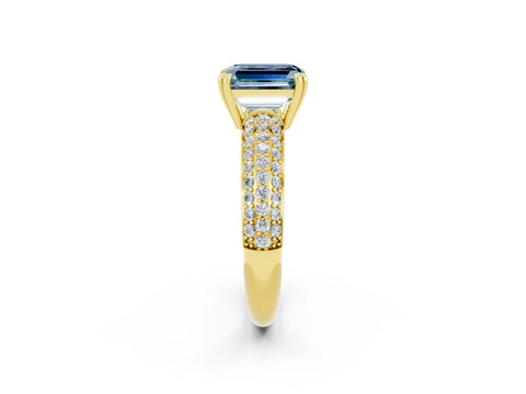 Yellow gold Emerald Cut Cut Diamond Milgrain Marquise Band with Prong Setting_2