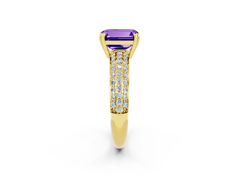 Yellow gold Emerald Cut Cut Diamond Milgrain Marquise Band with Prong Setting_2