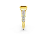 Yellow gold Emerald Cut Cut Diamond Milgrain Marquise Band with Prong Setting_2