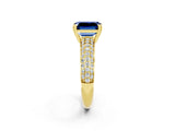 Yellow gold Emerald Cut Cut Diamond Milgrain Marquise Band with Prong Setting_2