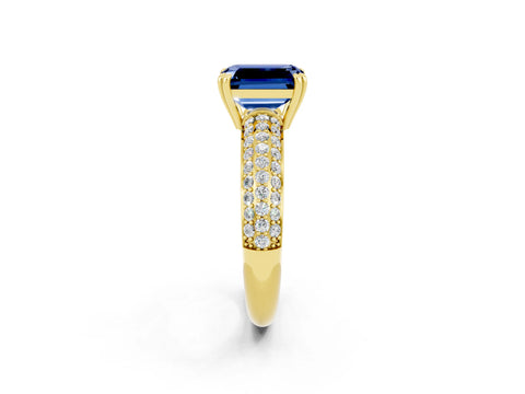 Yellow gold Emerald Cut Cut Diamond Milgrain Marquise Band with Prong Setting_2