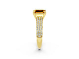 Yellow gold Emerald Cut Cut Diamond Milgrain Marquise Band with Prong Setting_2