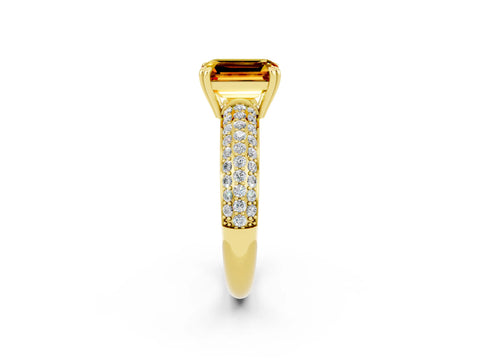 Yellow gold Emerald Cut Cut Diamond Milgrain Marquise Band with Prong Setting_2