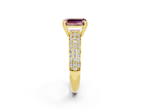 Yellow gold Emerald Cut Cut Diamond Milgrain Marquise Band with Prong Setting_2