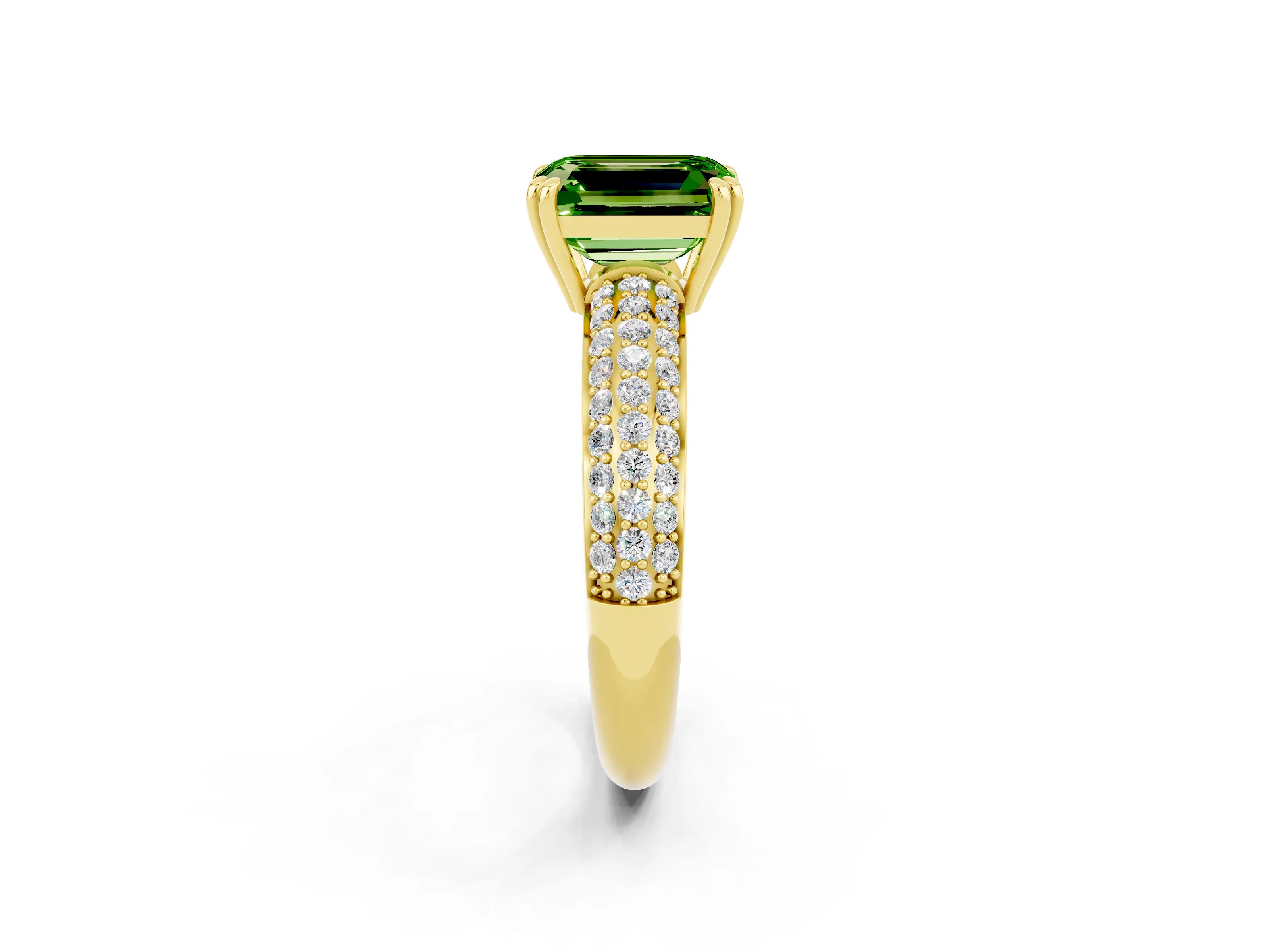 Yellow gold Emerald Cut Cut Diamond Milgrain Marquise Band with Prong Setting_2