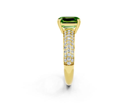 Yellow gold Emerald Cut Cut Diamond Milgrain Marquise Band with Prong Setting_2