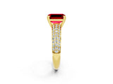 Yellow gold Emerald Cut Cut Diamond Milgrain Marquise Band with Prong Setting_2
