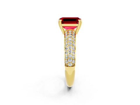 Yellow gold Emerald Cut Cut Diamond Milgrain Marquise Band with Prong Setting_2
