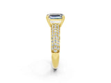 Yellow gold Emerald Cut Cut Diamond Milgrain Marquise Band with Prong Setting_2