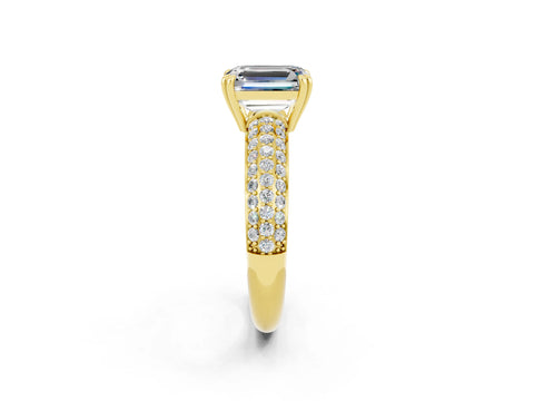 Yellow gold Emerald Cut Cut Diamond Milgrain Marquise Band with Prong Setting_2