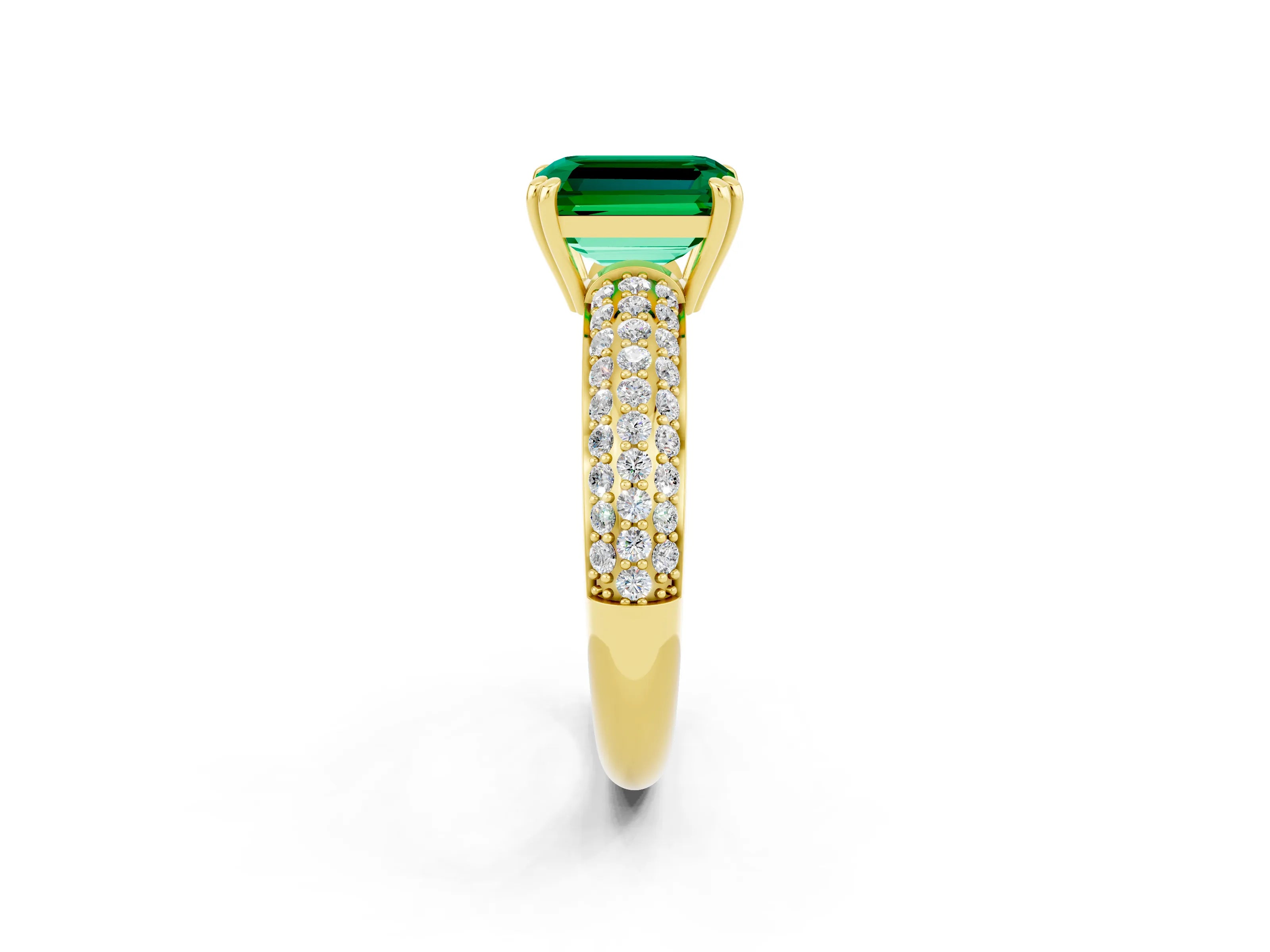 Yellow gold Emerald Cut Cut Diamond Milgrain Marquise Band with Prong Setting_2