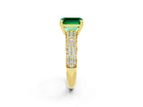 Yellow gold Emerald Cut Cut Diamond Milgrain Marquise Band with Prong Setting_2