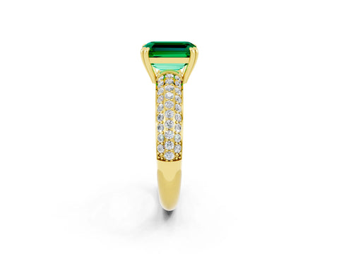 Yellow gold Emerald Cut Cut Diamond Milgrain Marquise Band with Prong Setting_2