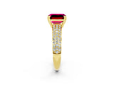 Yellow gold Emerald Cut Cut Diamond Milgrain Marquise Band with Prong Setting_2