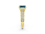 Yellow gold Emerald Cut Cut Diamond Milgrain Marquise Band with Prong Setting_2