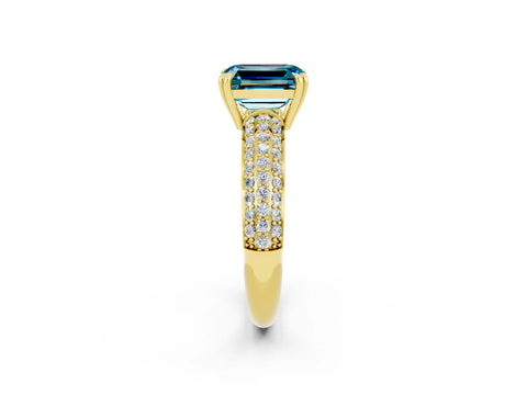 Yellow gold Emerald Cut Cut Diamond Milgrain Marquise Band with Prong Setting_2