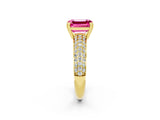 Yellow gold Emerald Cut Cut Diamond Milgrain Marquise Band with Prong Setting_2