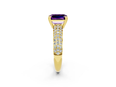 Yellow gold Emerald Cut Cut Diamond Milgrain Marquise Band with Prong Setting_2